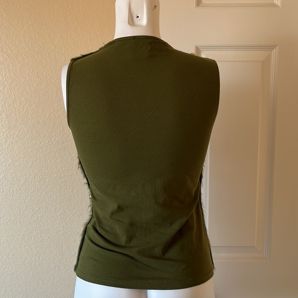 Morgan De Toi fur green tank top, size Small, Made in France - Picture 4 of 8